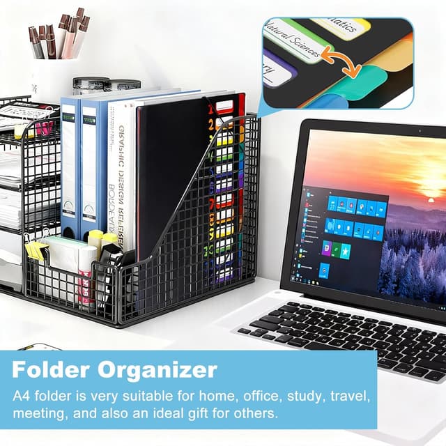 Thumbnail 6 de Fododo 2er-Set A4 Dokumentenmappe mit 12 Fächern und Gummizug (Schwarz)