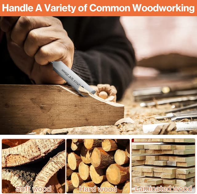 Detalle de Set de 5 ciseaux à bois Lytool avec pointes protégées (6, 12, 20, 24, 32 mm)