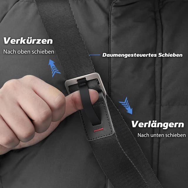 Detalle 2 de Sunya Kameragurt mit Schnellverschluss aus Nylon, einhändige Längeneinstellung (max. 90 kg, Schwarz)