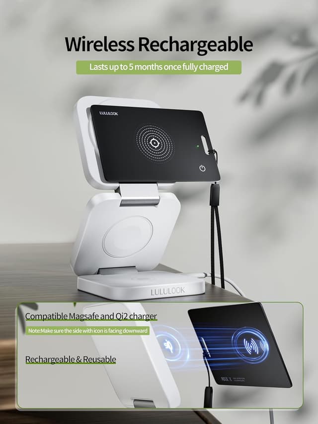 Detalle de LULULOOK Wallet Tracker Card (Apple AirTag compatible) – iOS only Bluetooth locator card for bags, luggage & keys (1 pack)