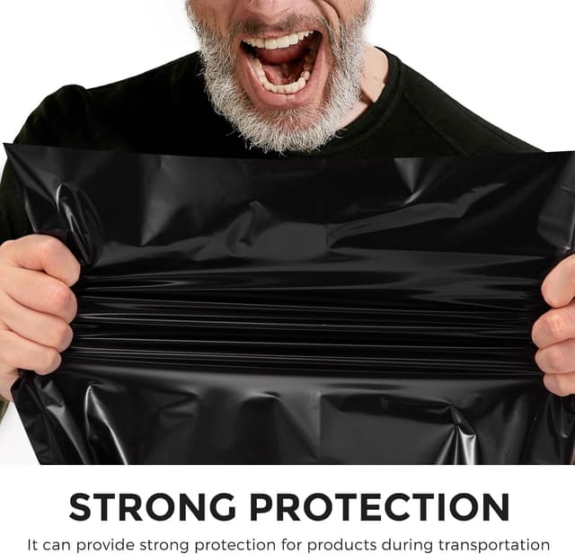 Detalle 2 de Metronic Black Poly Mailers 10x13 (100 Pack) — Small Shipping Bags for Clothing & Small Business