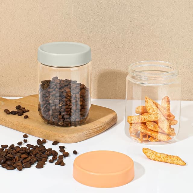 Detalle de YUEYEE 4 Meal Prep Gläser (600 ml) mit Deckeln – für Overnight Oats, Marinaden & Aufbewahrung