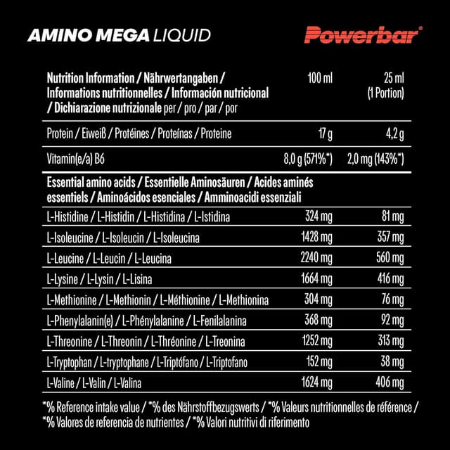 Thumbnail 4 de Powerbar Black Line Amino Mega Liquid 20x25ml 💧 Energía Líquida