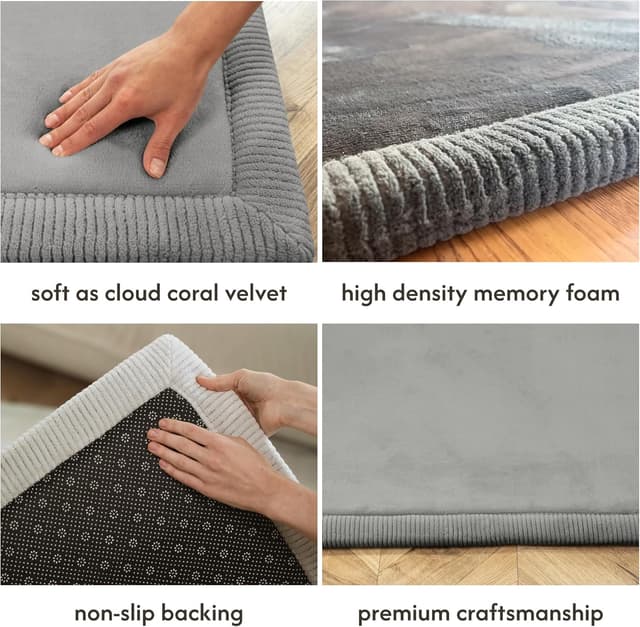 Detalle de Hakuna Matte Premium Baby Play Mat (200x150x2.5cm) – Dark Grey Cloud Soft Coral Velvet Memory Foam Rug