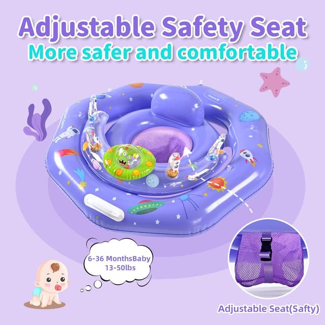 Thumbnail 6 de GEEQUFLOAT Baby Pool Float with Canopy, Interactive Play Console & Adjustable Safety Seat