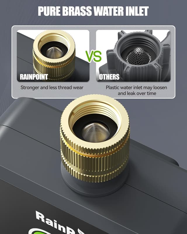 Detalle de RAINPOINT Timer Irrigazione WiFi 2 uscite con ingresso in ottone e controllo via app/Alexa