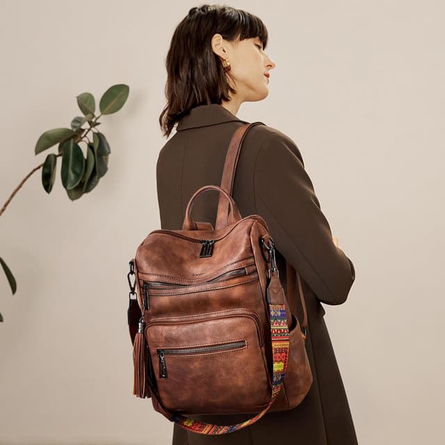 Detalle de Shrrie Backpack Purse for Women – Convertible faux leather backpack bag for travel and everyday