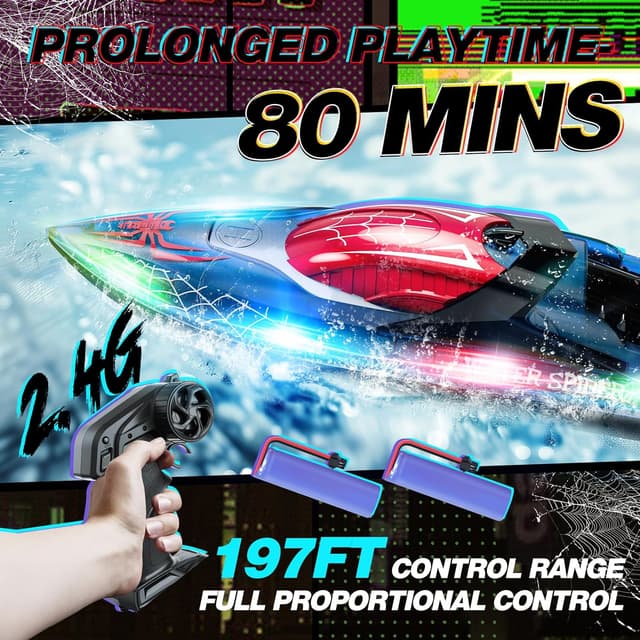 Thumbnail 6 de DEERC RC Spider Boat 80 Min Runtime