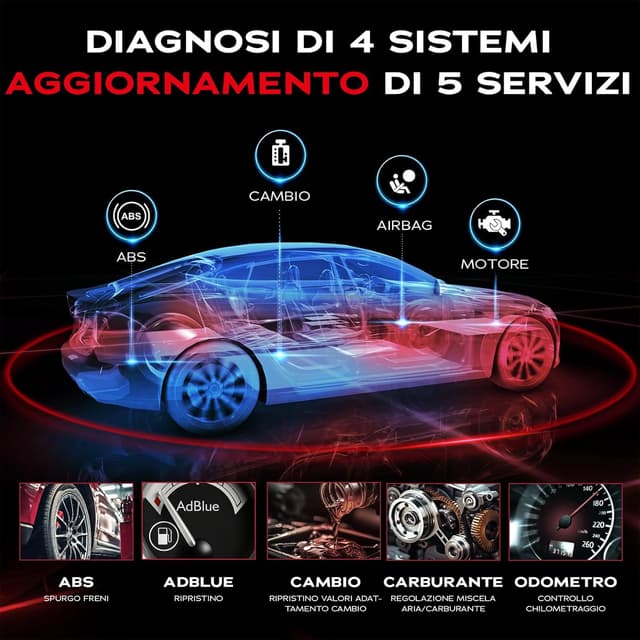 Detalle de LAUNCH CRP129 Evo+ V3.0 Auto Diagnosi con reset e 4 sistemi (ABS, SRS, trasmissione, motore) OBD2, Wi‑Fi, Italiano