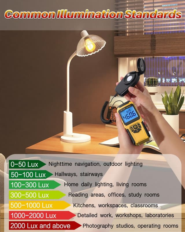 Detalle 2 de URCERI Digital Light Meter with Split Sensor (0–200,000 lux) for Indoor/Outdoor Plants