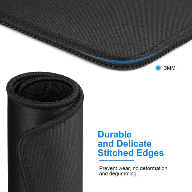 Detalle de KTRIO Mauspads 275×215 mm (6er-Set) – wasserdichte Mousepads mit vernähten Kanten, schwarz