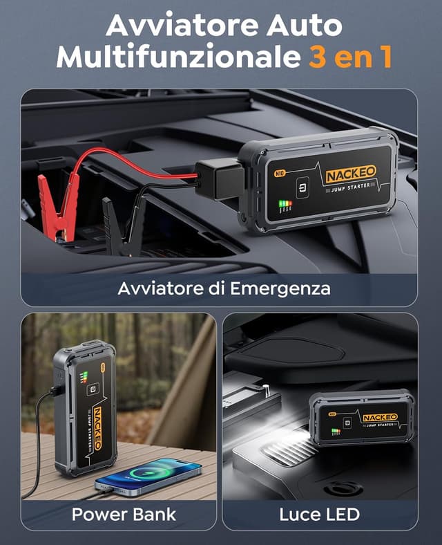 Detalle de Avviatore batteria auto 5000A 12V con torcia