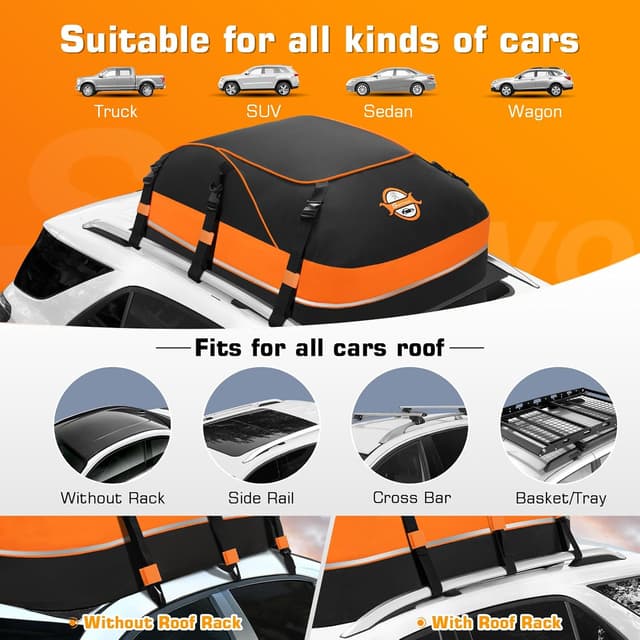 Thumbnail 6 de Sailnovo Auto-Dachbox 21 Kubikfuß (598 l) faltbar, wasserdicht, 1000D Nylon – inkl. Anti-Rutsch-Matte & Gurte