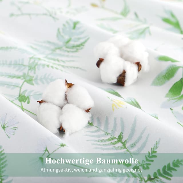 Thumbnail 3 de Aisbo Bettwäsche 135x200 4teilig Baumwolle Grün Blumen Muster