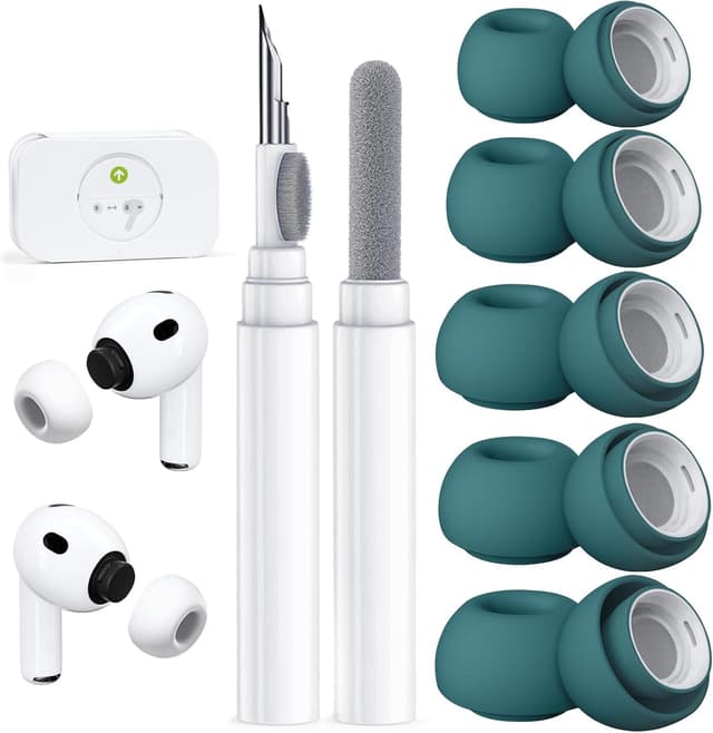 Thumbnail 6 de 5 Pairs Replacement Ear Tips for AirPods Pro 3 (2025) with Dust Guard Screen + Cleaning Pen (XXS/XS/S/M/L) - White