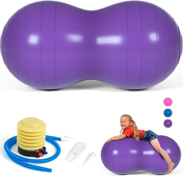 Detalle de DASKING Peanut Ball for Kids Therapy (90x45cm) anti-burst exercise ball with pump