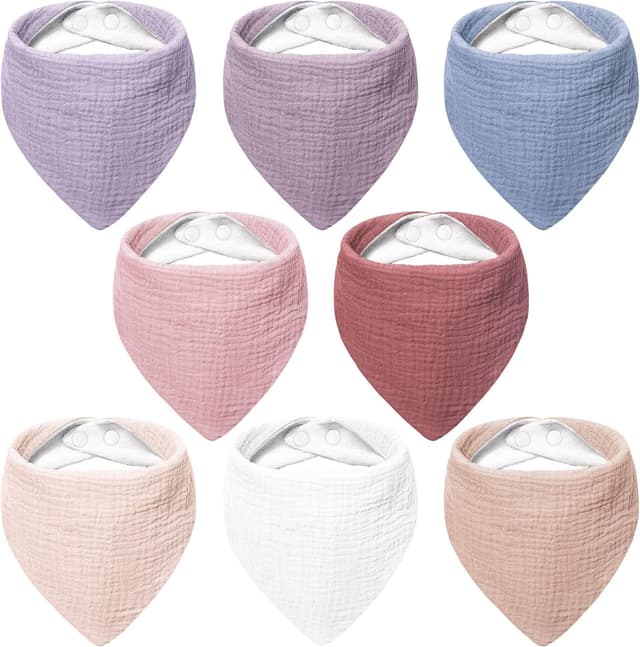 Thumbnail 6 de Bearmoss Baby-Dreieckstücher Lätzchen im 8er-Set aus 100% Musselin-Baumwolle