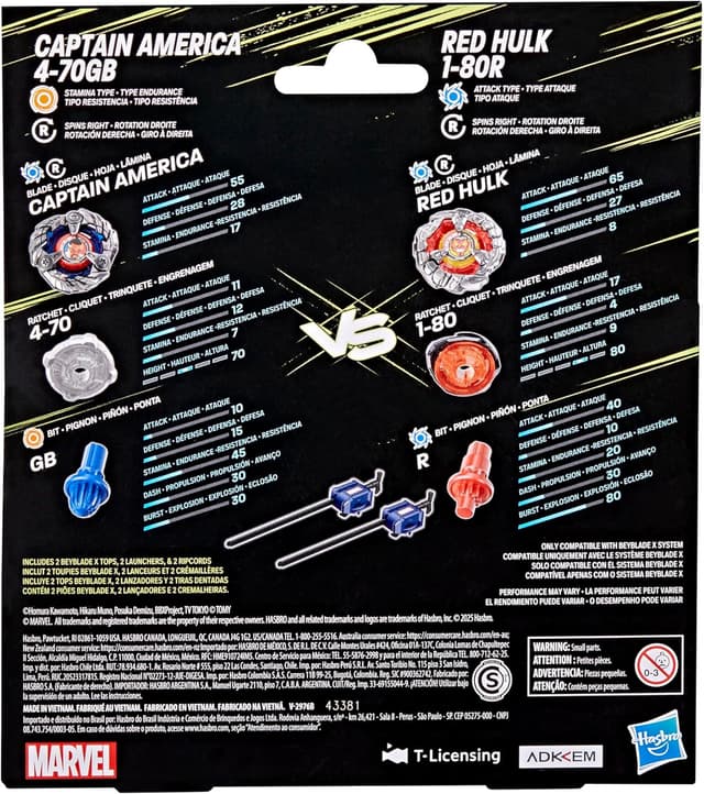 Thumbnail 5 de Hasbro Beyblade X Captain America vs Red Hulk ⚔