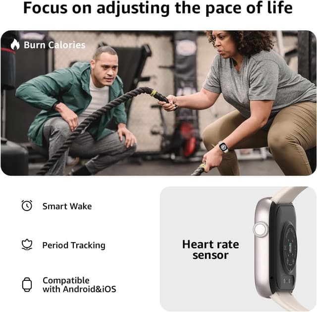 Detalle 2 de AcclaFit Smart Watch for Men Women (1.85") with Bluetooth Calls, Fitness & Health Monitoring