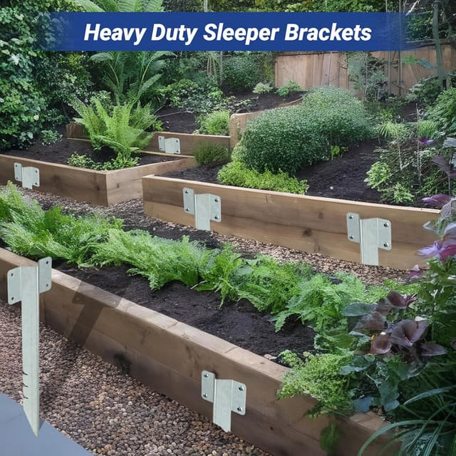 Detalle 2 de Xyxu Railway Sleeper Brackets (10 Pack) for Timber Raised Beds, Garden Edging & Path Borders