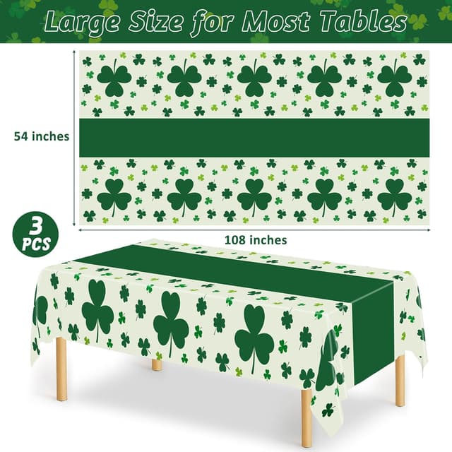 Detalle 2 de QZYL 3 Pack St Patricks Day Tablecloths 54x108