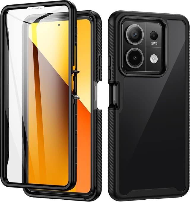 Detalle de Coque seacosmo pour Xiaomi Redmi Note 13 5G – antichoc double face transparente avec protection d’écran (noir)