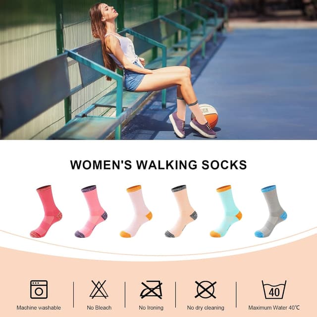 Detalle 2 de inaWarm Womens Walking Socks 6 Pairs breathable cushioned socks