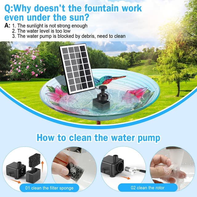 Detalle 2 de SZMP Fontaine solaire flottante extérieure 3,5W avec pompe bassin et LED (batterie 2000 mAh)