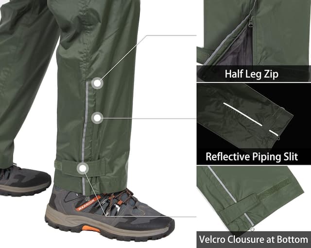 Detalle de 33,000ft men’s waterproof rain overtrousers with half-leg zips and zip pockets