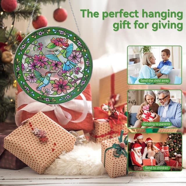 Thumbnail 6 de Exporify Stained Glass Suncatcher Hummingbird (8 inch) – garden hanging window ornament