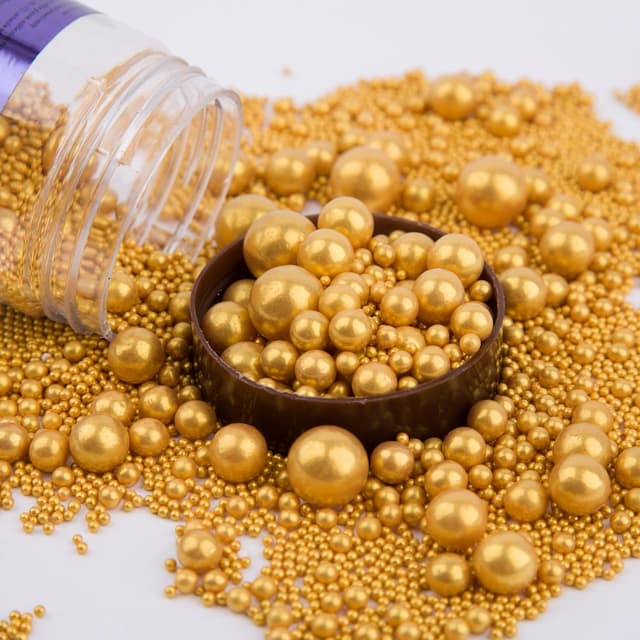 Thumbnail 1 de Essbare Kuchen Dekoration Gold Perle 120g