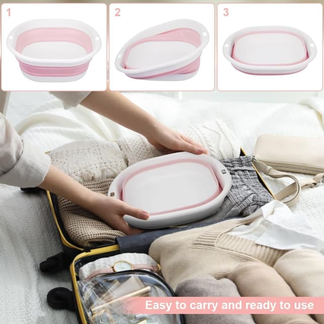 Thumbnail 5 de flintronic 3.5L Collapsible Washing Up Bowl (Pink) – folding silicone-style wash basin for camping and travel