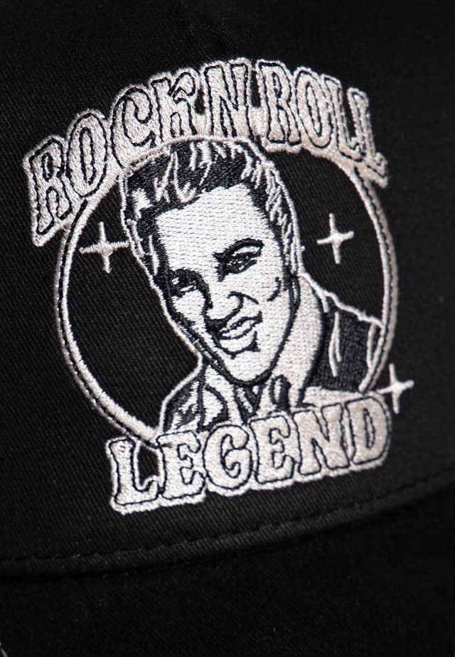 Detalle de King Kerosin Herren Trucker Cap „Rock’n’roll Legend“ im Vintage-Look mit Stickerei