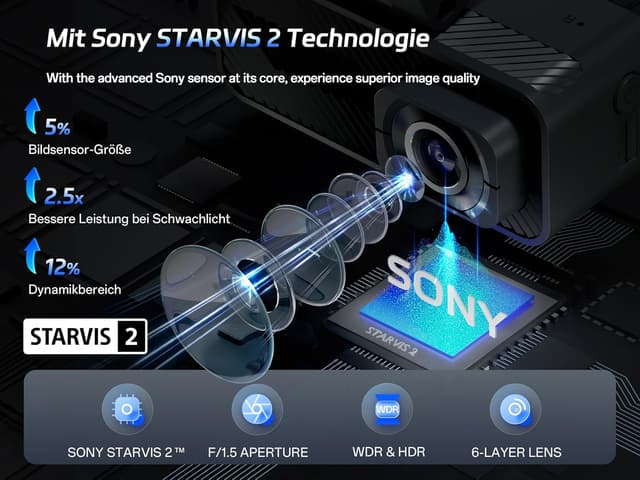 Detalle 2 de Pelsee 4K Dashcam vorne und hinten mit GPS