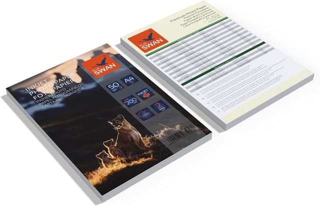 Detalle 2 de BLUE SWAN Carta Fotografica Lucida A4 200 g/m², 100 fogli (2×50) lucida bifacciale per stampanti inkjet