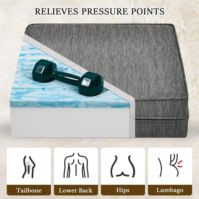 Thumbnail 6 de baibu Large Memory Foam Chair Cushion 50x50x12.7cm