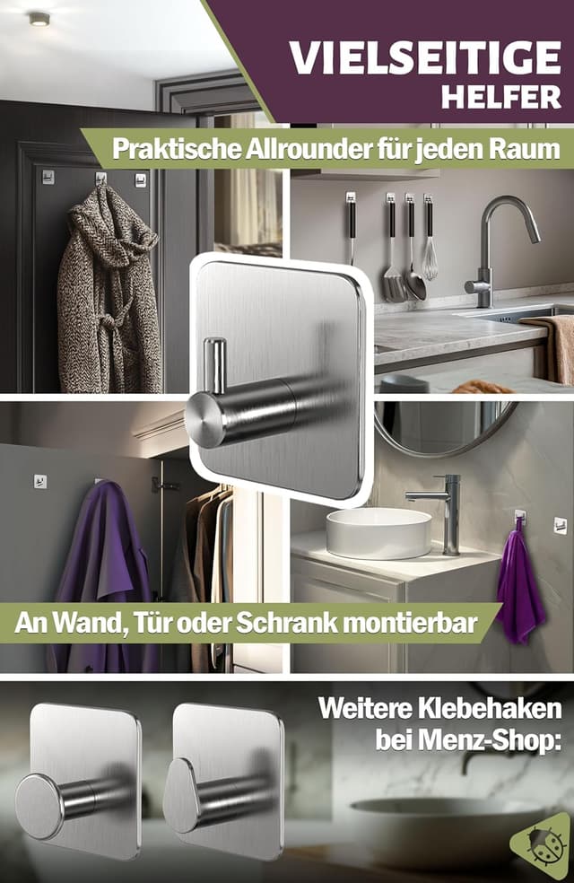 Thumbnail 5 de Menz Handtuchhaken ohne Bohren 6er Set