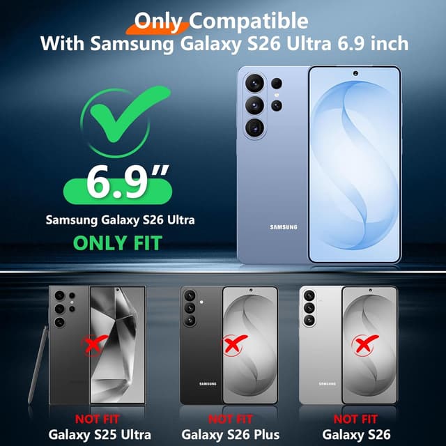 Detalle de Temdan Designed for Samsung Galaxy S26 Ultra Slim Case with Hidden Kickstand, Military-Grade Drop Protection & Anti-Yellowing Crystal Clear Design