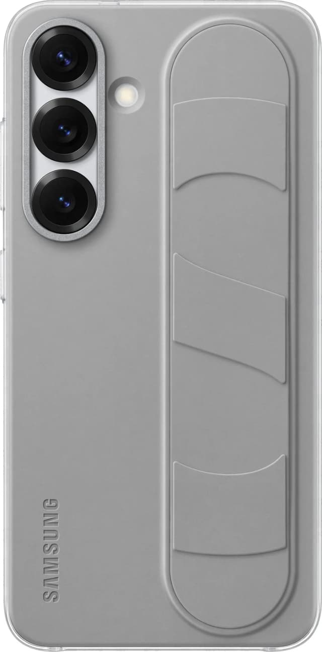 Detalle de Samsung S25 Standing Grip Backcover Grau mit verstellbarem Ständer