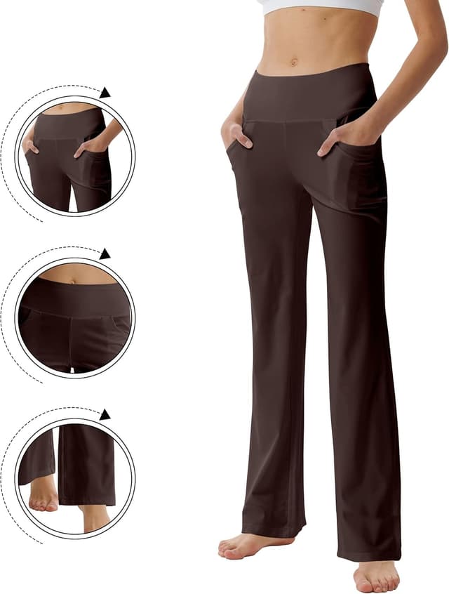 Thumbnail 4 de Laier Women's Red Yoga Pants with Pockets High Waist Flared Bootleg