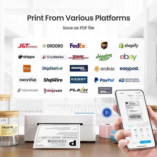 Thumbnail 6 de ETIKEZ PL50E Bluetooth Thermal Shipping Label Printer (4x6) for iPhone, Android, Windows & Mac, White