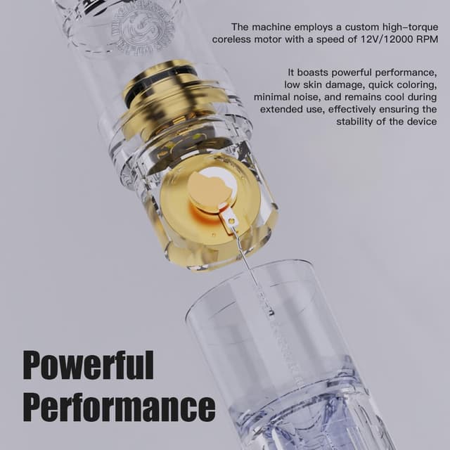 Detalle de Kit de machine à tatouer rotative sans fil Dragonhawk (batterie 1500 mAh, 20 aiguilles)