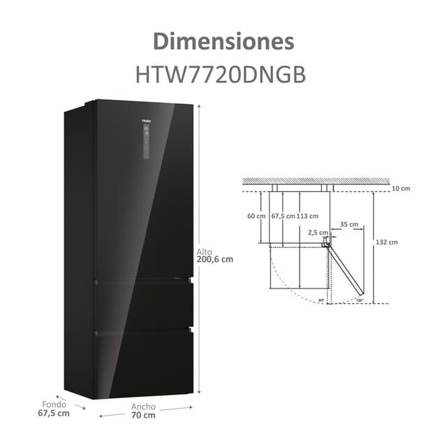 Detalle 2 de Haier HTW7720DNGB combi 483 L