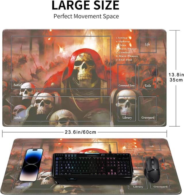 Detalle de MTG TCG tappetino da gioco 24” x 14” con bordi cuciti, stampa HD e custodia (Style 7)