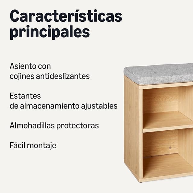 Detalle de Amazon Basics Banco para guardar zapatos 87 x 30 x 48 cm