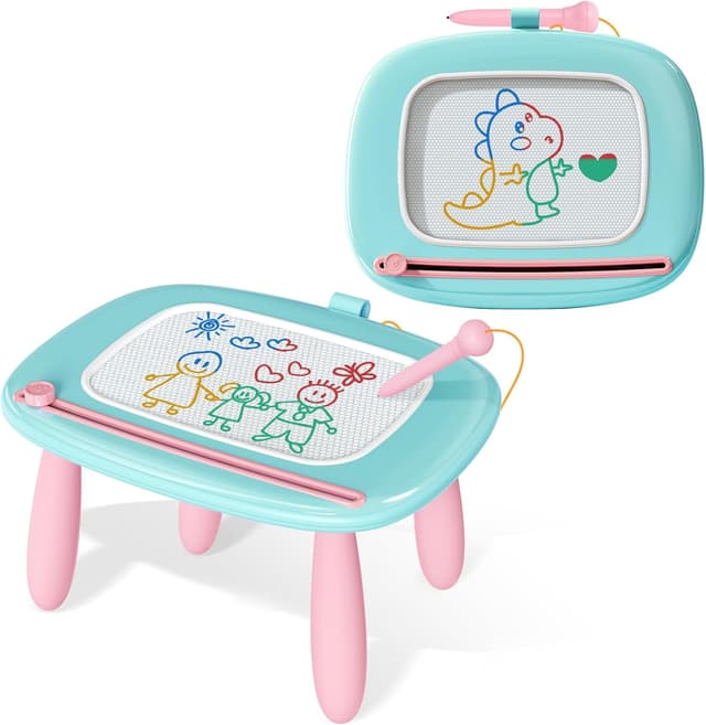 Detalle de Kikidex Magnetische Zaubertafel für Kleinkinder (1–3 Jahre) – Magic Painting Board im Mint-Blau