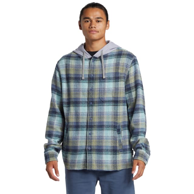 Detalle de Quiksilver Sandbar: camisa de franela de hombre en algodón con cierre de botones