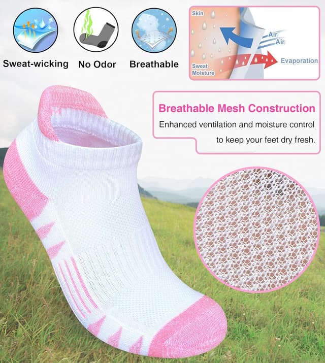 Detalle 2 de Heyoboy Womens Ankle Anti-blister Running Socks 5 Pairs
