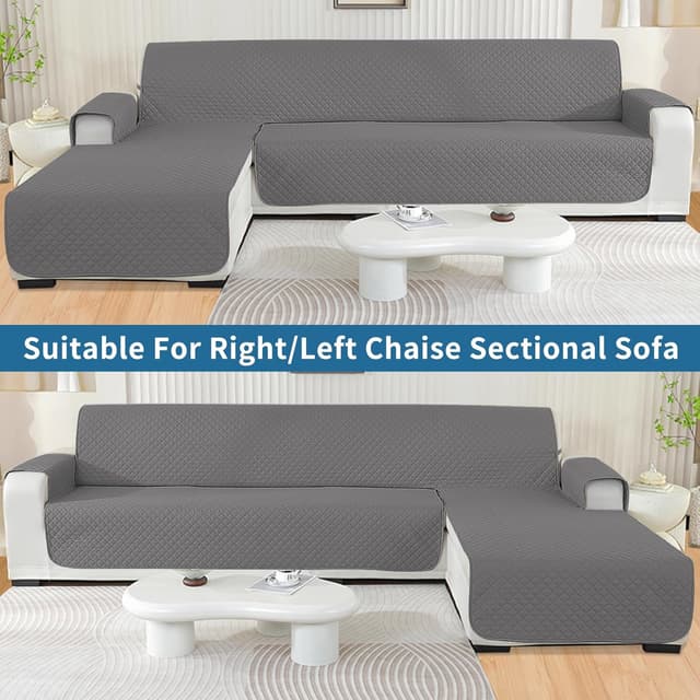 Detalle 2 de Ystyle Copridivano 2 posti con penisola reversibile, angolare impermeabile antiscivolo (210 cm) grigio chiaro