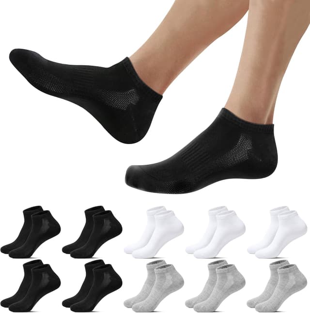 Detalle de Falechay 10 Paar Sneaker Socken aus Baumwolle – atmungsaktive Kurzsocken für Herren & Damen (Unisex)